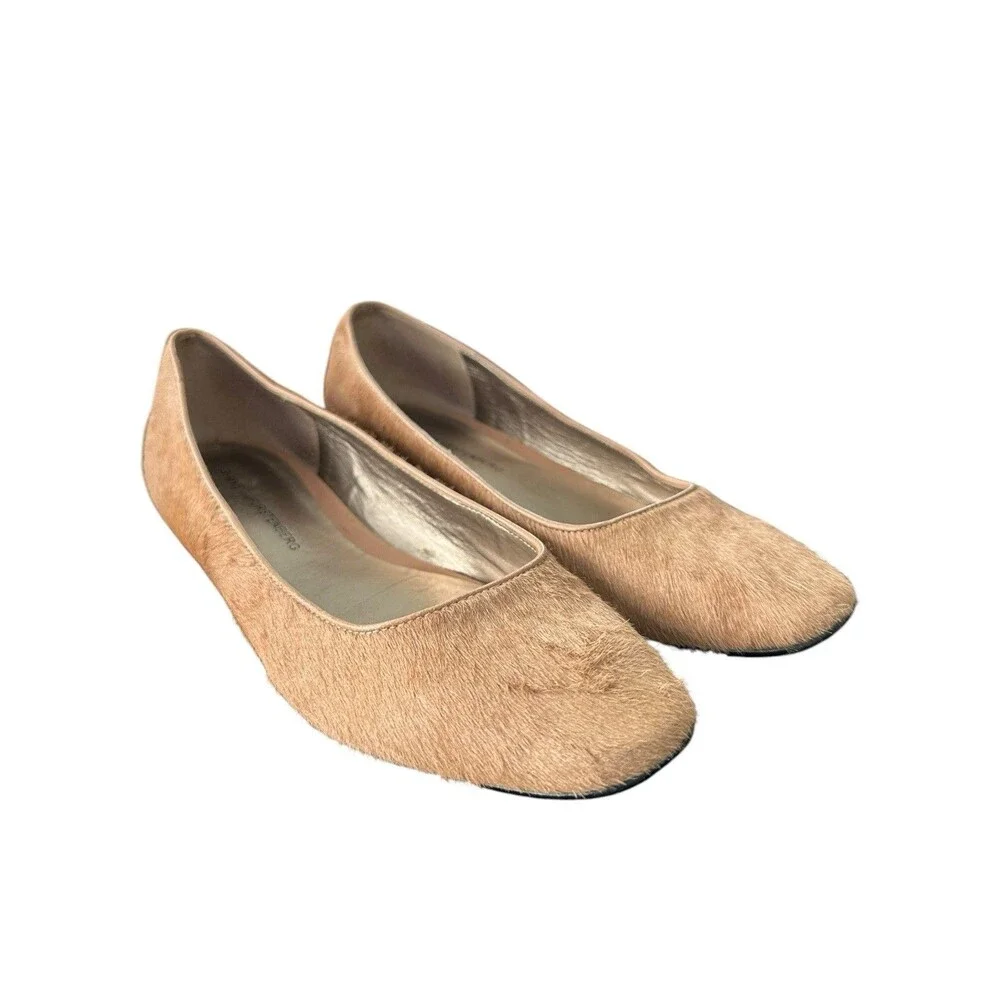 Diane von Furstenberg DVF Camel Calf Hair Ballet Flats Tan Sz 7.5 M Brazil